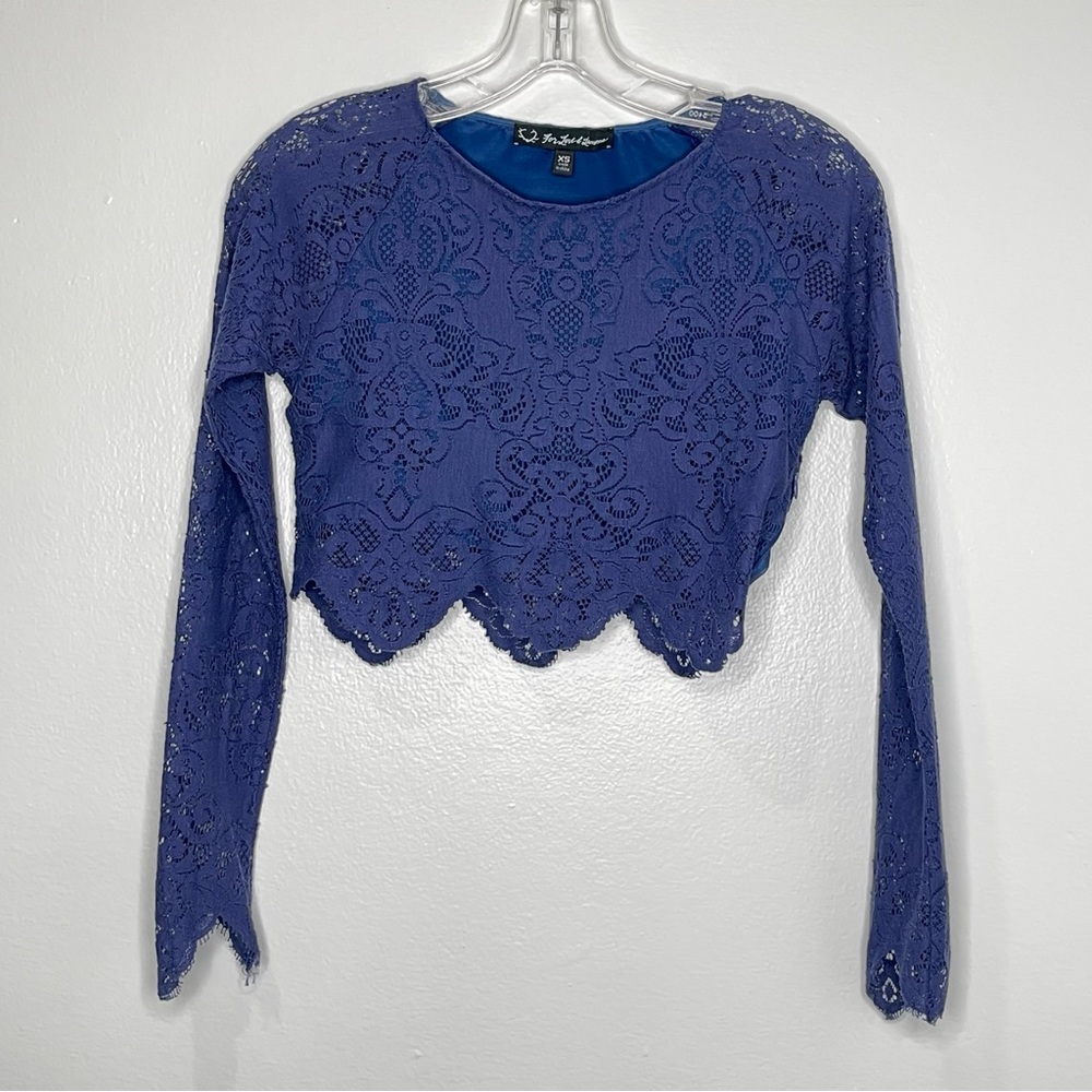 For Love And Lemons Blue Asymmetrical Crop Top